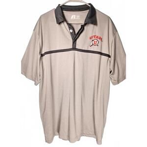 Russell Men's‎ Utah Utes Performance Polo Shirt Gray with Embroidered Logo XL